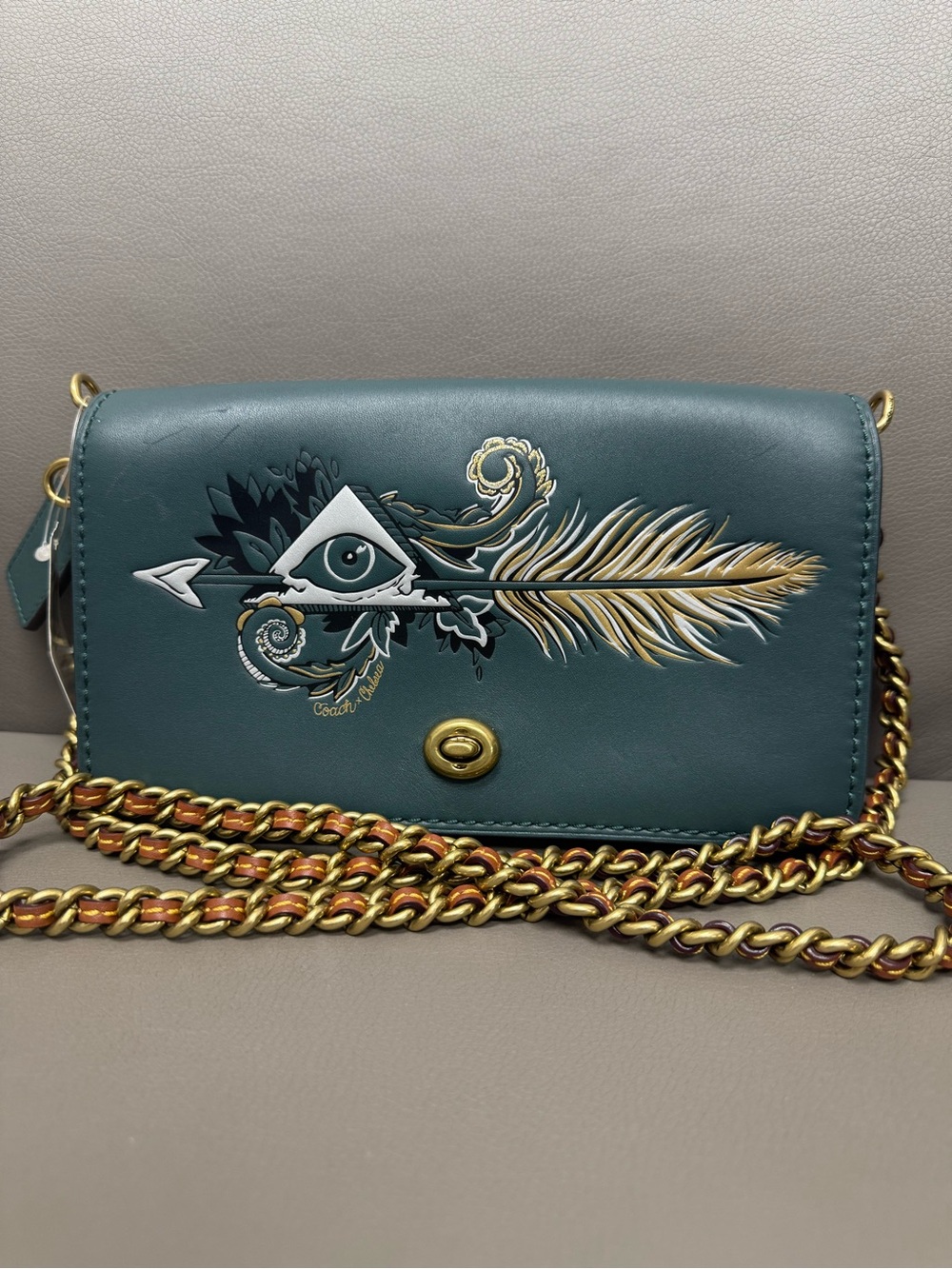 RARE Coach x Chelsea Teal Champlain Tattoo Dinky Crossbody Bag- W Bag